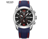 MEGIR 2063 Men's Chronograph Analog Quartz Watch, Silicone Strap Wristwatch - Zamana.pk